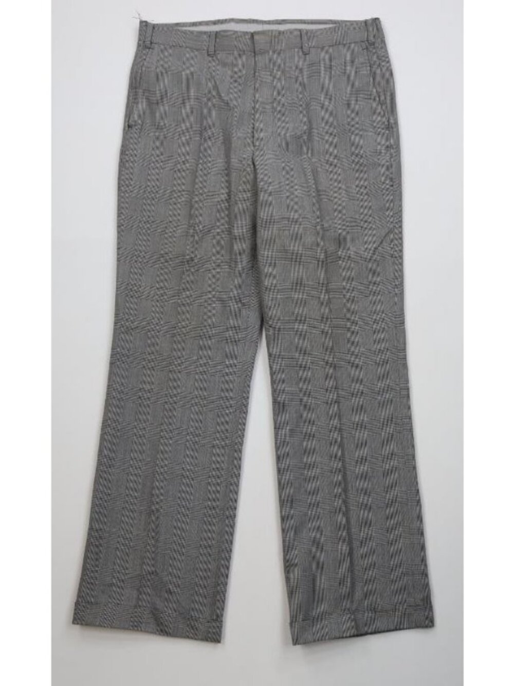 Vtg 70s Streetwear Mens 34x31 Wool Knit Wide Leg Chino Pants Houndstooth Plaid